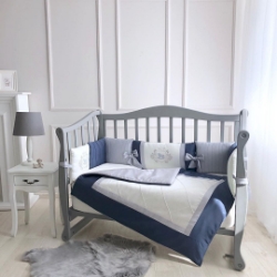 Set lenjerie Patut Copii / Bebe 8 piese Royal albastra